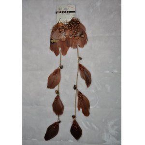 Bohemian feather earring Lightweight Fancy style. Long Handmade Retro Vintage